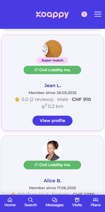 Caregiver Matching Screen